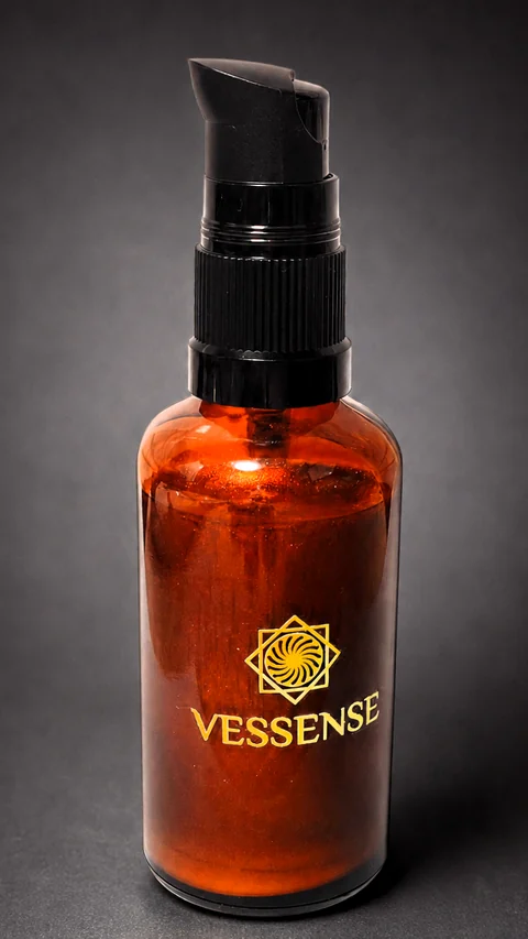 Flacone di vetro ambrato VESSENSE L'HUILE BRONZE GRAND LARGE con pompa di precisione nera