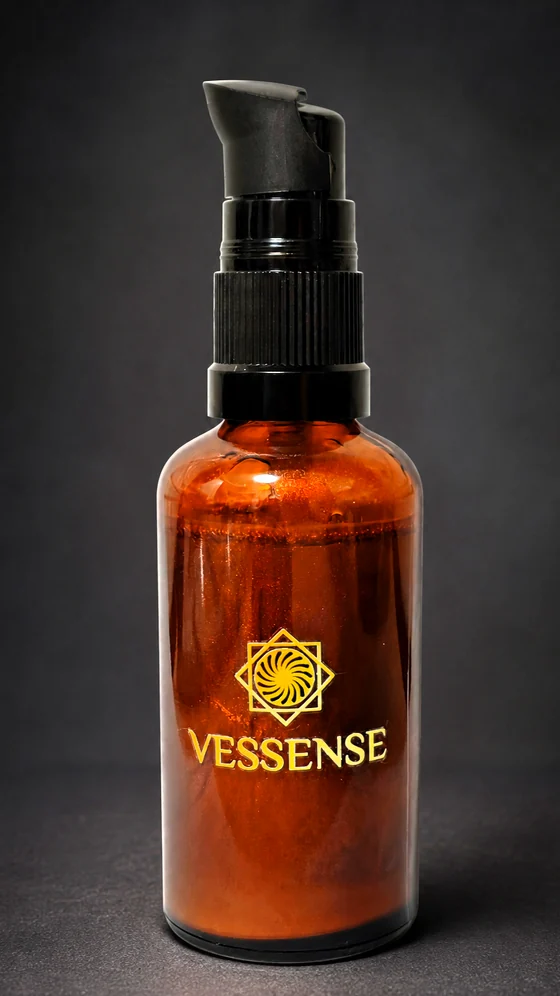 Flacone di vetro ambrato VESSENSE L'HUILE BRONZE GRAND LARGE con pompa di precisione nera